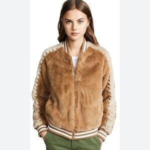 MOTHER Tan and Cream Bomber Jacket